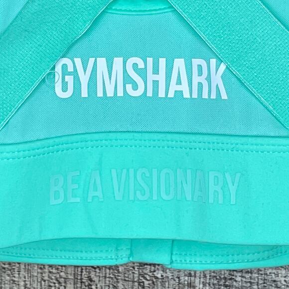 Gymshark Zip Front Sports Bra Cross Back Aqua Green Size XS - Picture 6 of 8